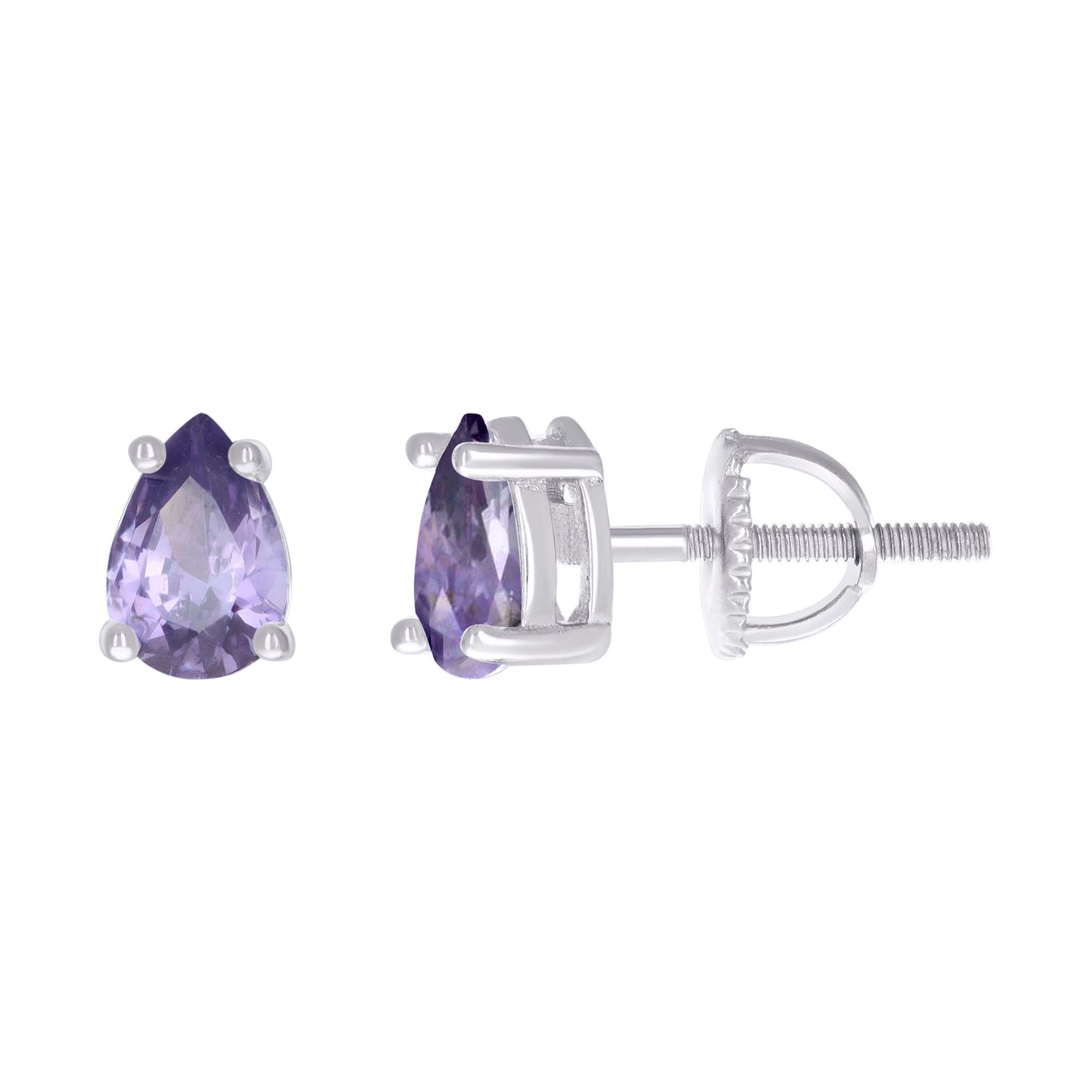 Sterling Silver Womens Pear Cubic-Zirconia Tear Drop Stud Earrings