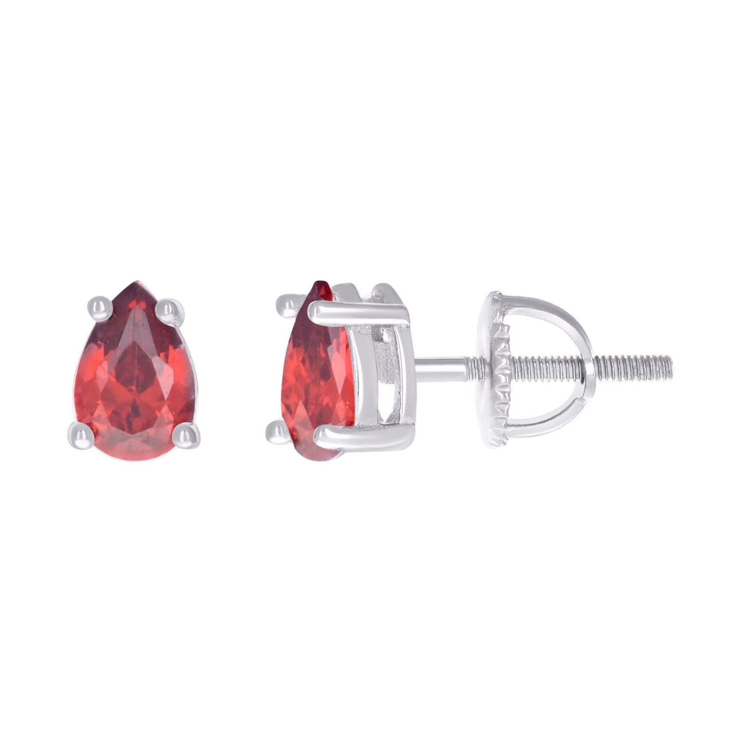 Sterling Silver Womens Pear Cubic-Zirconia Tear Drop Stud Earrings