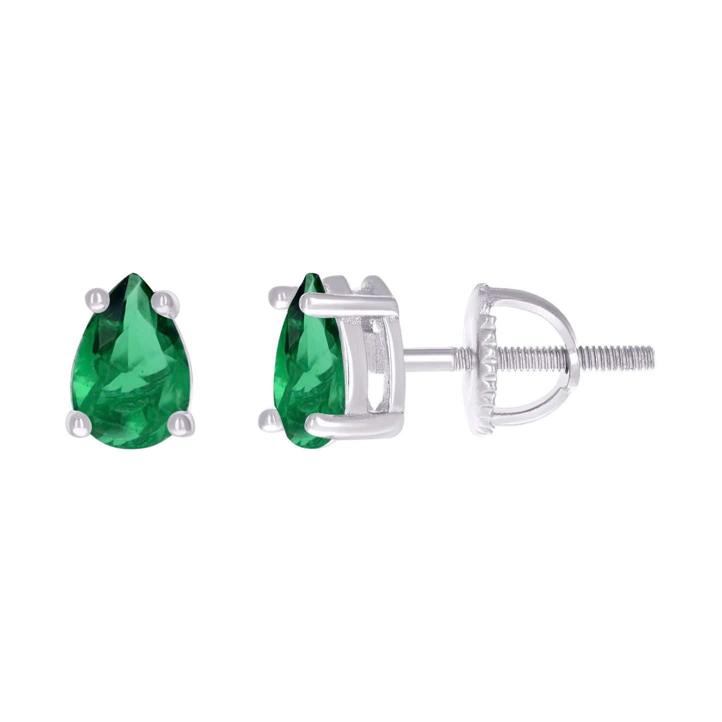 Sterling Silver Womens Pear Cubic-Zirconia Tear Drop Stud Earrings