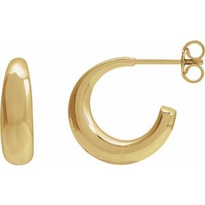 14K Yellow Gold 14.4 X 14.4 Mm Pair Friction Backs Polished Hoop Earrings