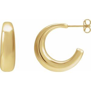 14K Yellow Gold 19.2 X 19.2 Mm Pair Friction Backs Polished Hoop Earrings