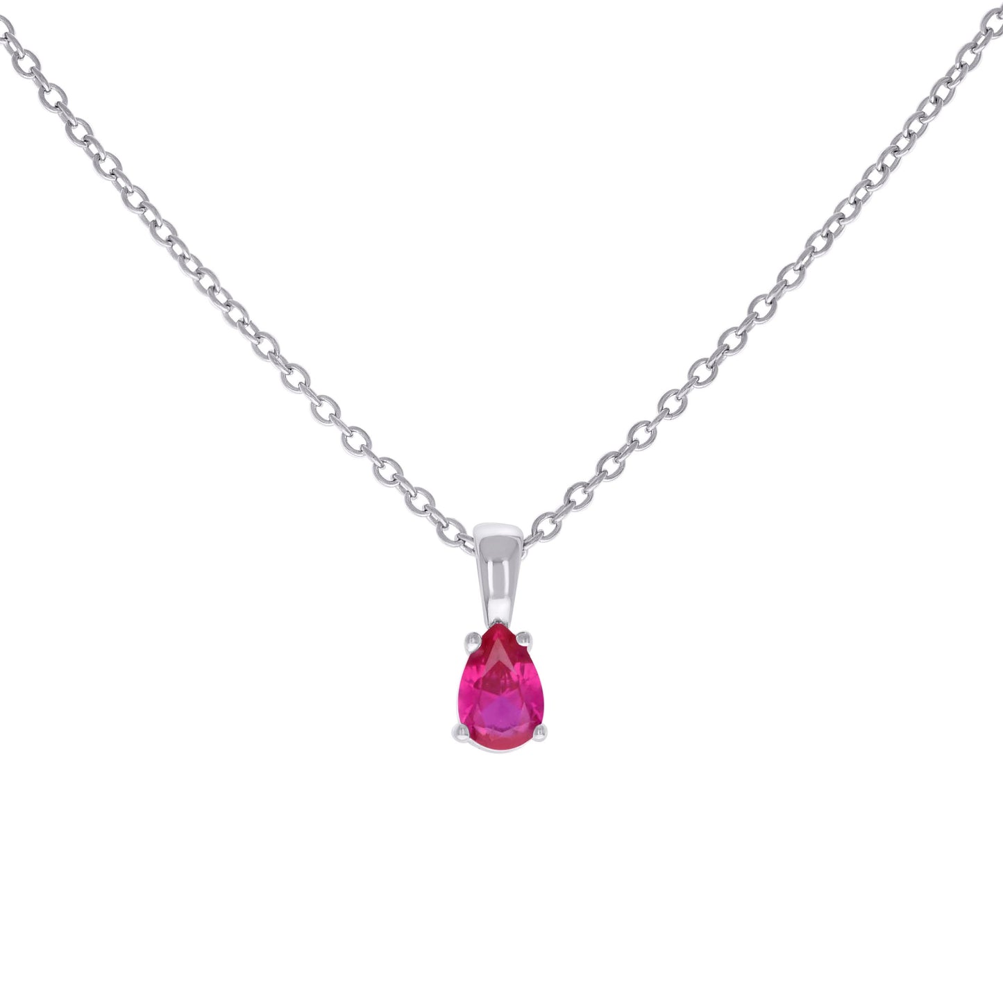 Sterling Silver Womens Pear Cubic-Zirconia Tear Drop Charm Necklace Size 16 + 2 Inches