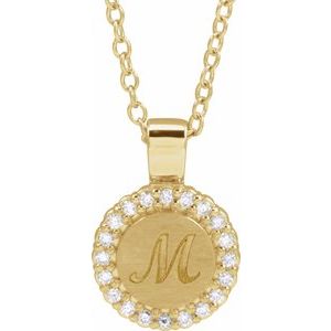 14K Yellow Gold Round 1.2Mm G-H I1 1/8 Ctw Natural Diamond Engravable Necklace, Length: 18 In