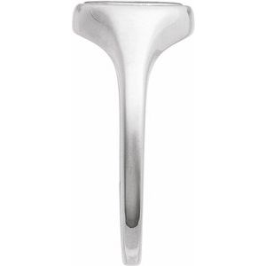 14K White Gold Round 10.5 X 10.3 Mm Polished Polished Engravable Signet Ring Size 7