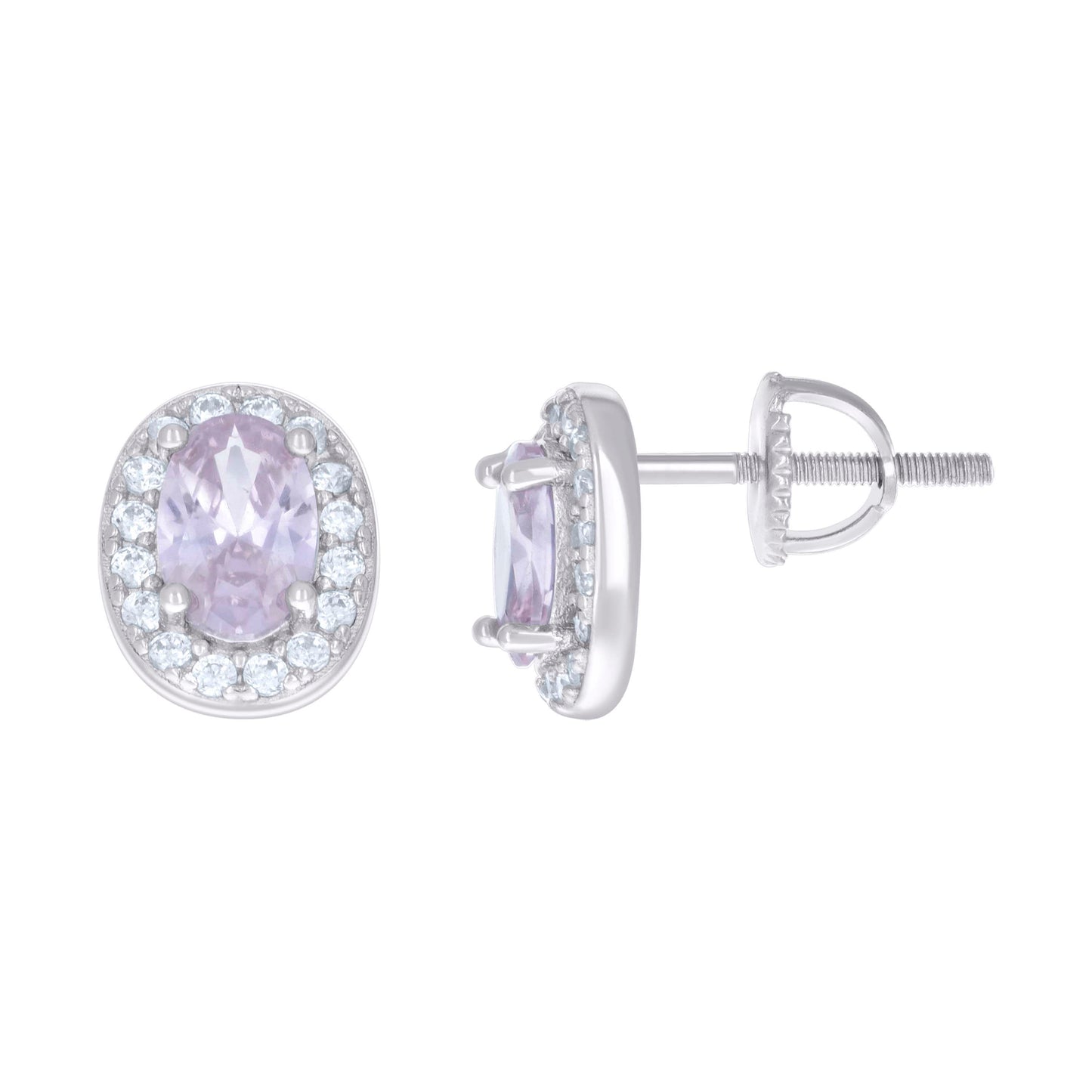 Sterling Silver Womens Oval Round Cubic-Zirconia Fashion Stud Earrings