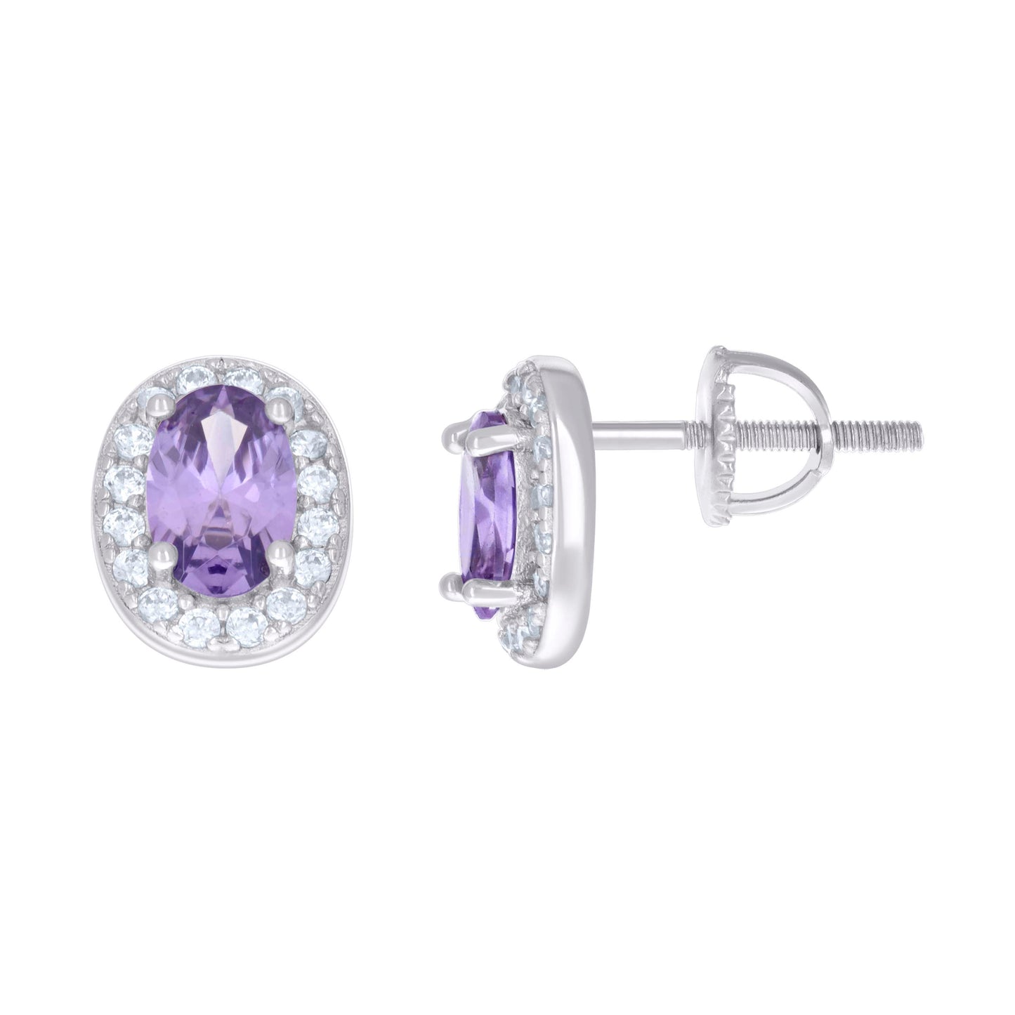 Sterling Silver Womens Oval Round Cubic-Zirconia Fashion Stud Earrings