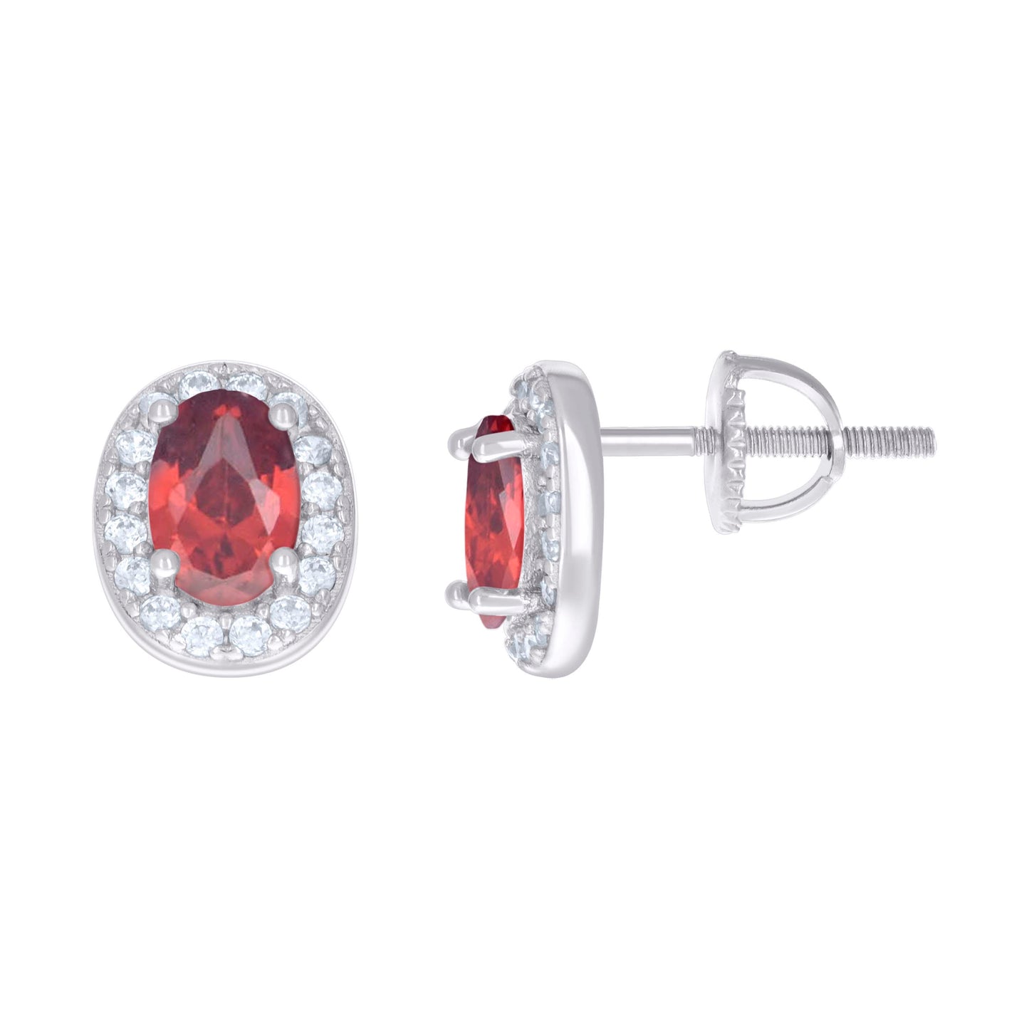 Sterling Silver Womens Oval Round Cubic-Zirconia Fashion Stud Earrings