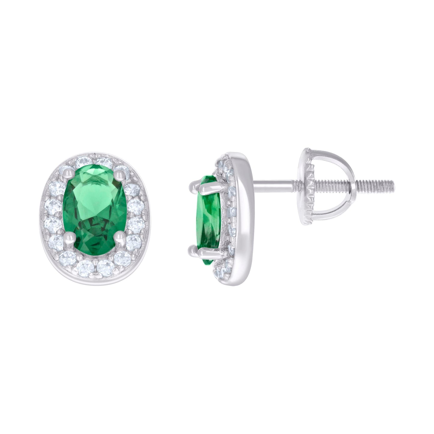 Sterling Silver Womens Oval Round Cubic-Zirconia Fashion Stud Earrings
