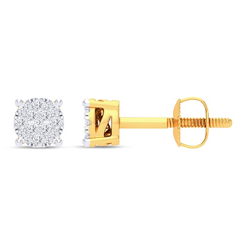 10K Yellow Gold 0.10-0.12 Cttw Diamond Super Flower Earring