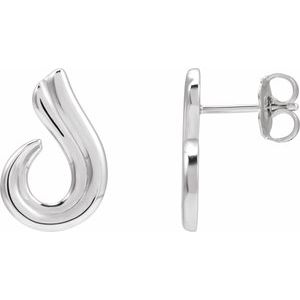Sterling Silver 15.2 X 9.8 Mm Pair Friction Backs Included Polished Freeform Drop Earrings