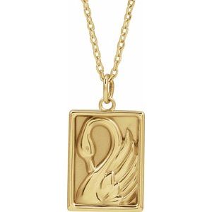 14K Yellow Gold 17.9 X 9.8 Mm 18 In Polished Swan Necklace