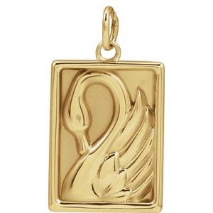 14K Yellow Gold 17.9 X 9.8 Mm Polished Swan Pendant