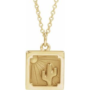 14K Yellow Gold 12.3 X 10 Mm 16-18 In Polished Desert Necklace