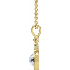 14K Yellow Gold 6 mm .03 CT Natural Diamond 16-18" Bezel-Set Cabochon Necklace