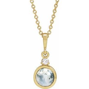 14K Yellow Gold 6 mm .03 CT Natural Diamond 16-18" Bezel-Set Cabochon Necklace