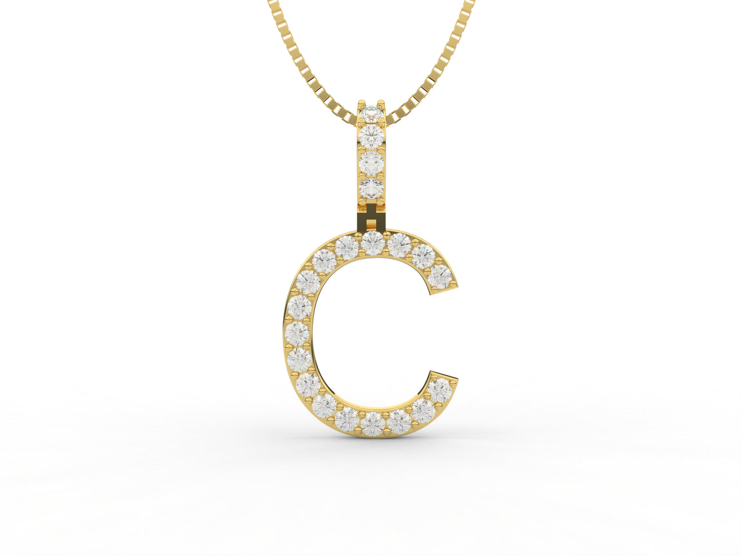 14K Yellow Gold Lab Grown Diamond Initial Charm