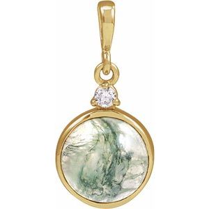 14K Yellow Or White Gold 8 mm .03 CT Natural Diamond Pendant