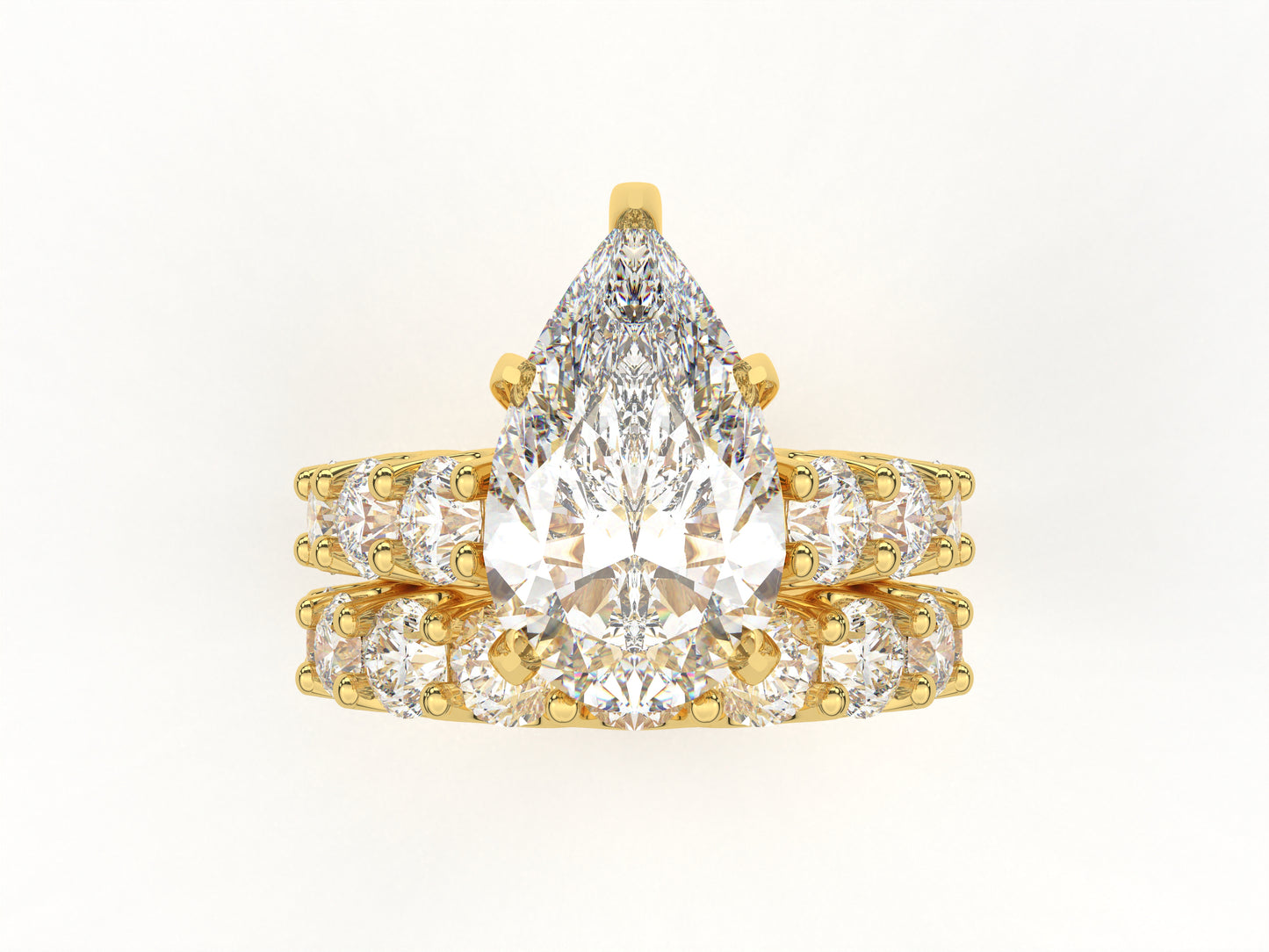 14K Yellow Or White Gold Lab Grown Diamond Ladies Ring Pear