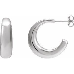 Sterling Silver 19.2 X 19.2 Mm Pair Friction Backs Included Polished Hoop Earrings