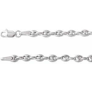 Sterling Silver Lobster Clasp Puffed Anchor Chain, Length: 18 In, Width: 3.8 Mm