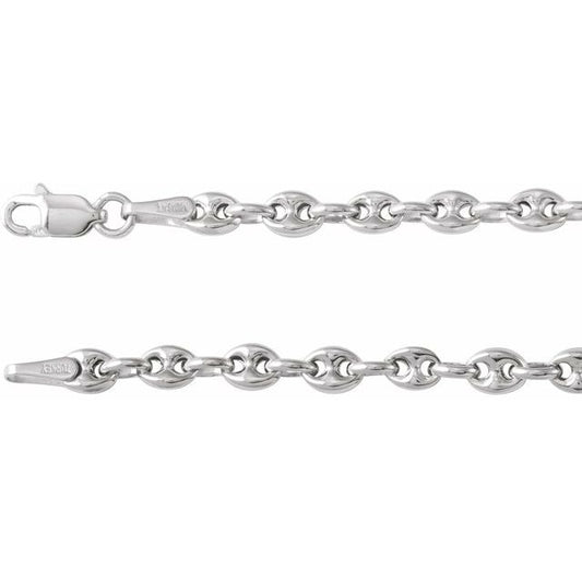 Sterling Silver Anchor 3.8 Mm 20 In Lobster Clasp Polished Puffed Anchor Chain