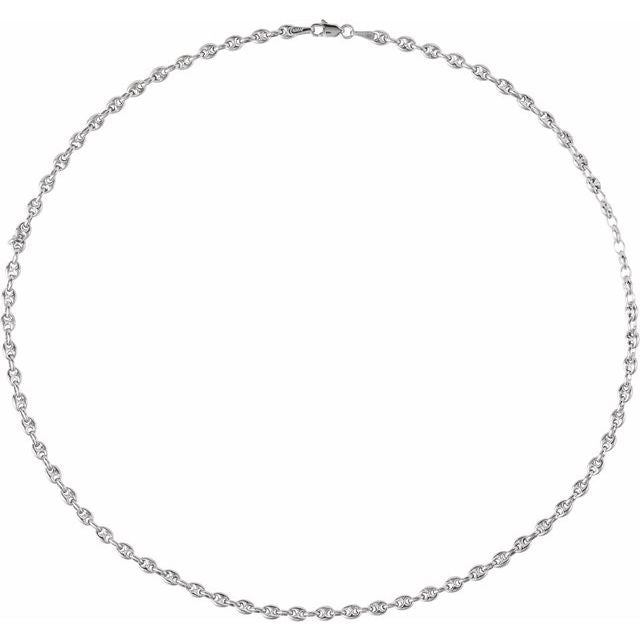 Sterling Silver Anchor 3.8 Mm 20 In Lobster Clasp Polished Puffed Anchor Chain