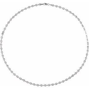Sterling Silver Lobster Clasp Puffed Anchor Chain, Length: 18 In, Width: 3.8 Mm