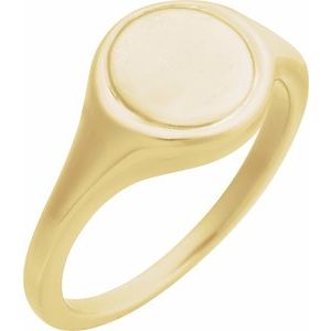 14K Yellow Gold Round 10.5 X 10.3 Mm Polished Polished Engravable Signet Ring Size 7