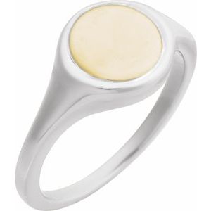 14K White/Yellow Gold Round 10.5 X 10.3 Mm Polished Polished Engravable Signet Ring Size 7