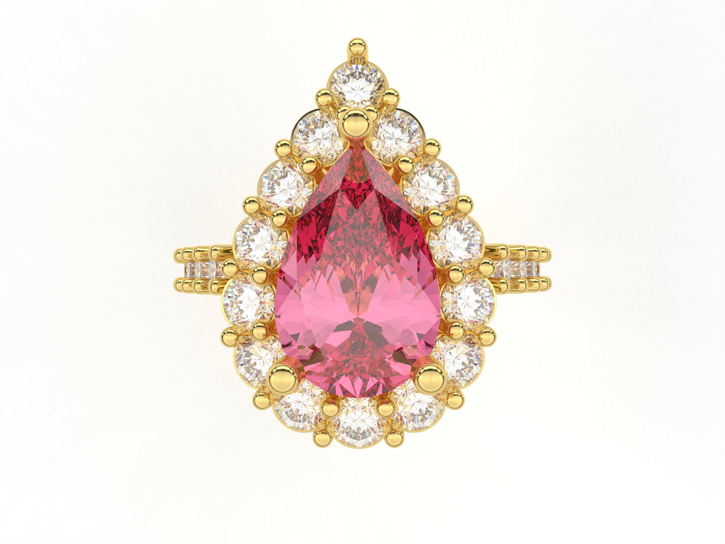 14K Yellow Or White Gold Lab Grown Diamond Ladies Ring Pear Pink
