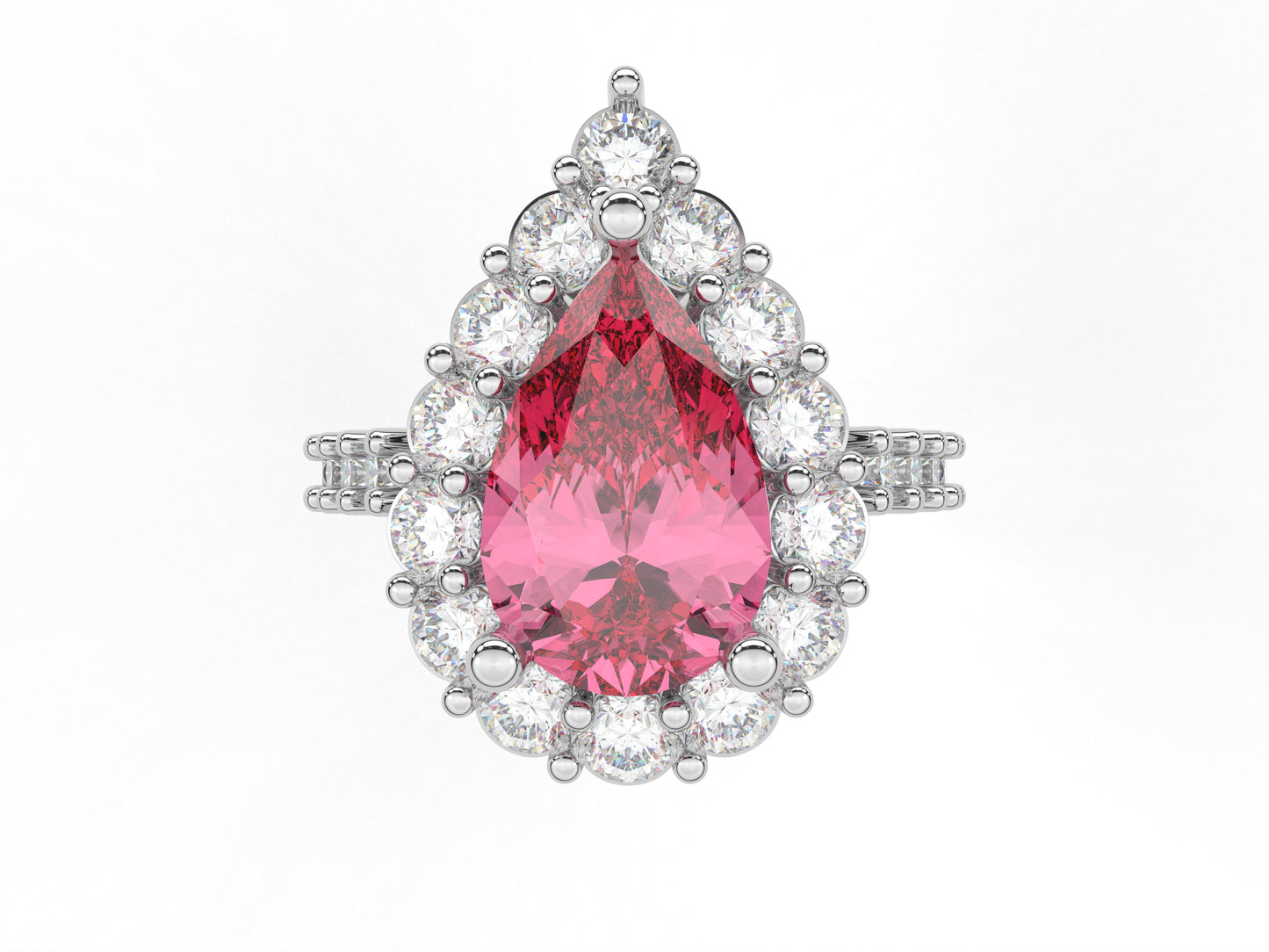 14K Yellow Or White Gold Lab Grown Diamond Ladies Ring Pear Pink