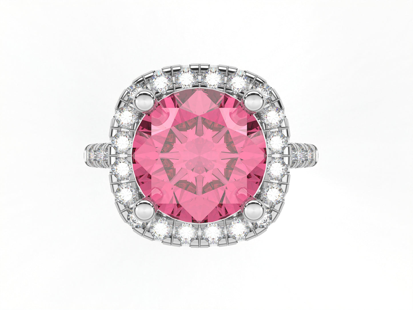 14K Yellow Or White Gold Lab Grown Diamond Ladies Ring Round Pink