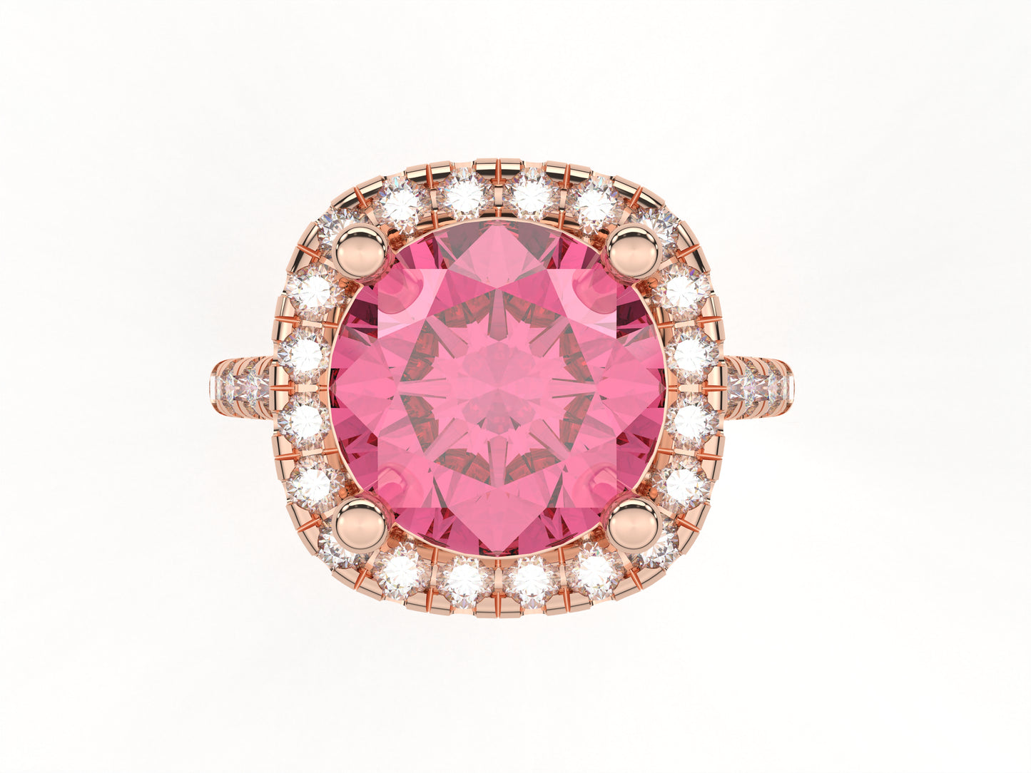 14K Yellow Or White Gold Lab Grown Diamond Ladies Ring Round Pink