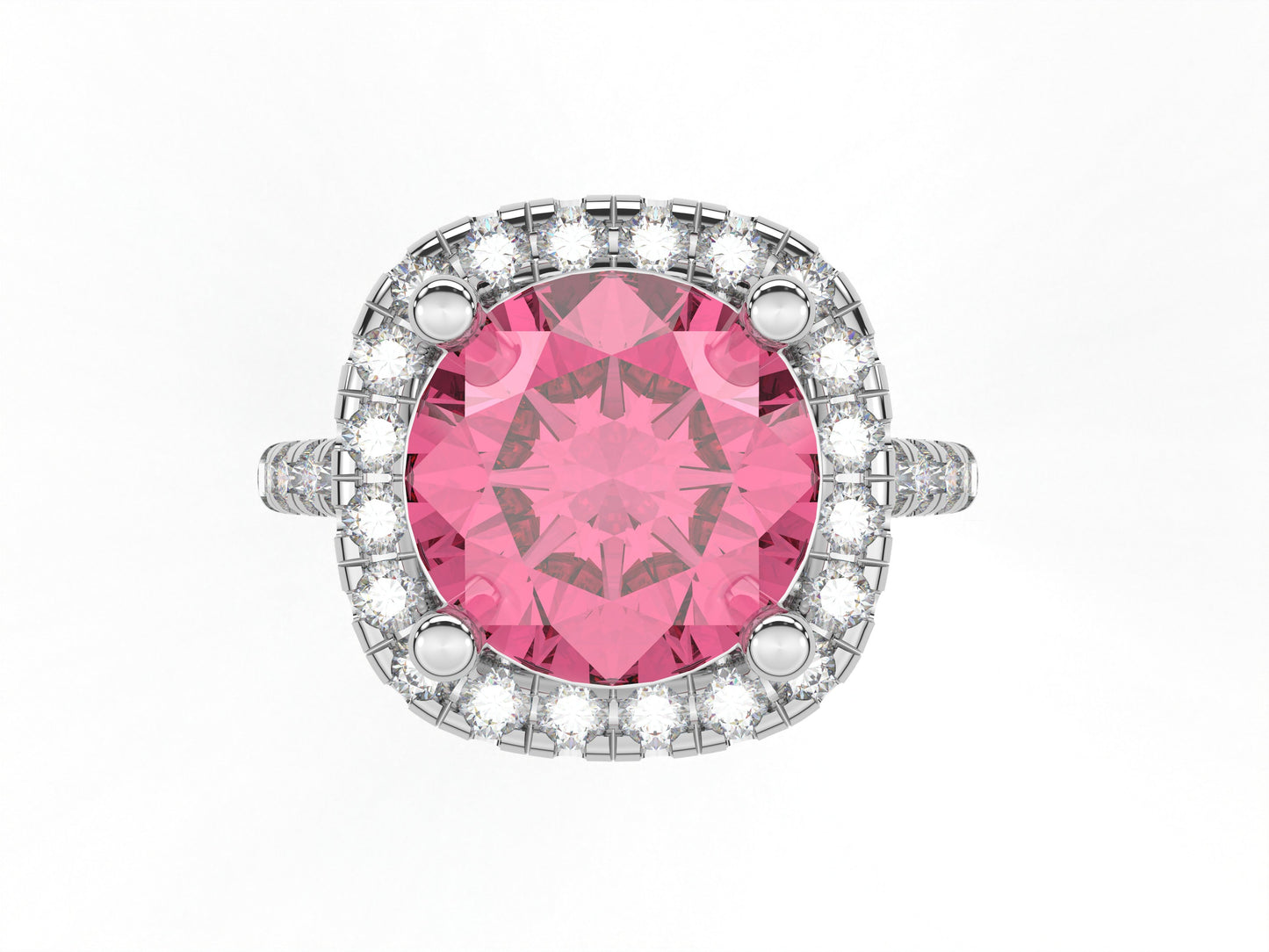 14K Yellow Or White Gold Lab Grown Diamond Ladies Ring Round Pink