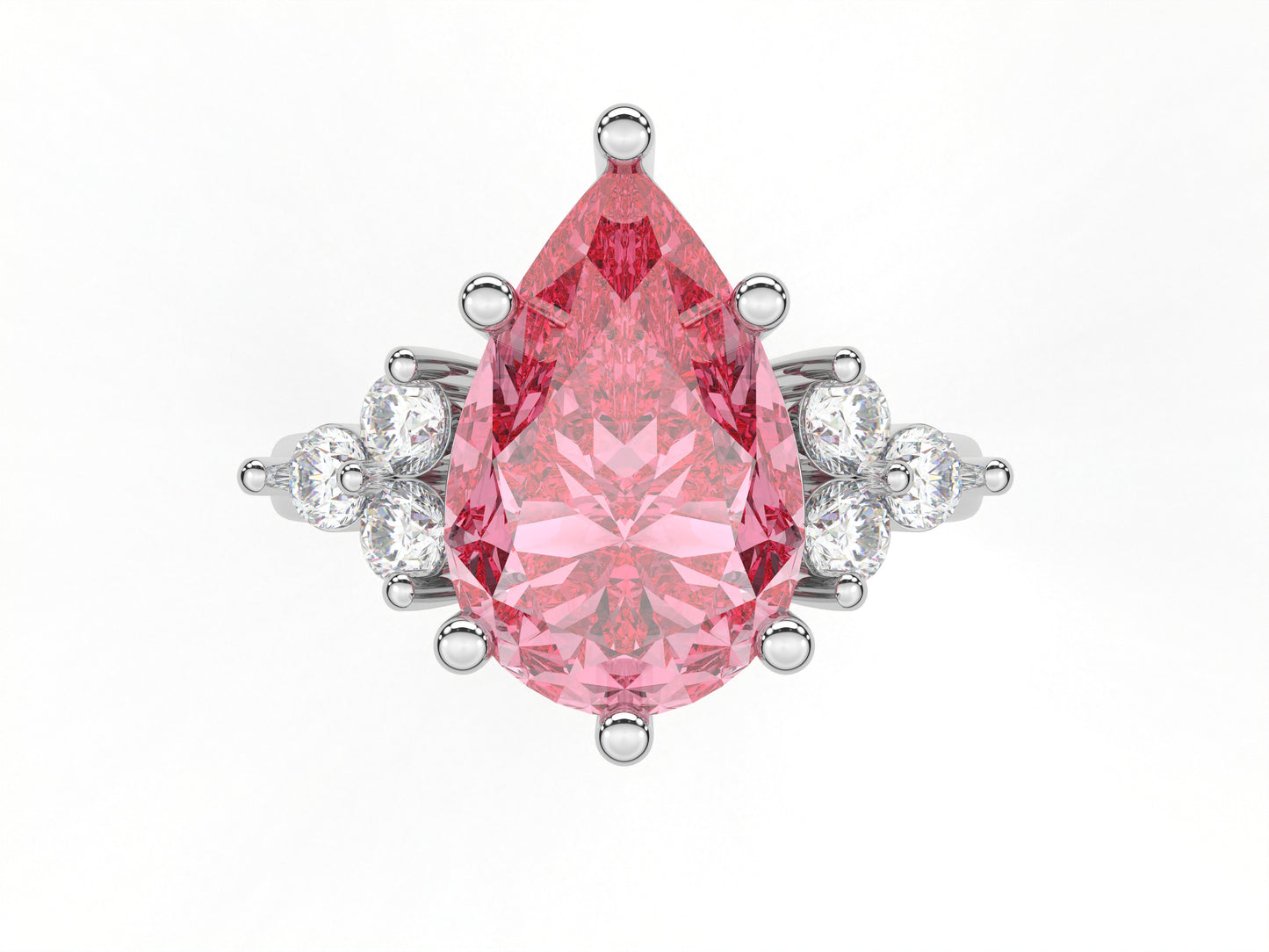 14K Yellow Or White Gold Lab Grown Diamond Ladies Ring Pear Pink