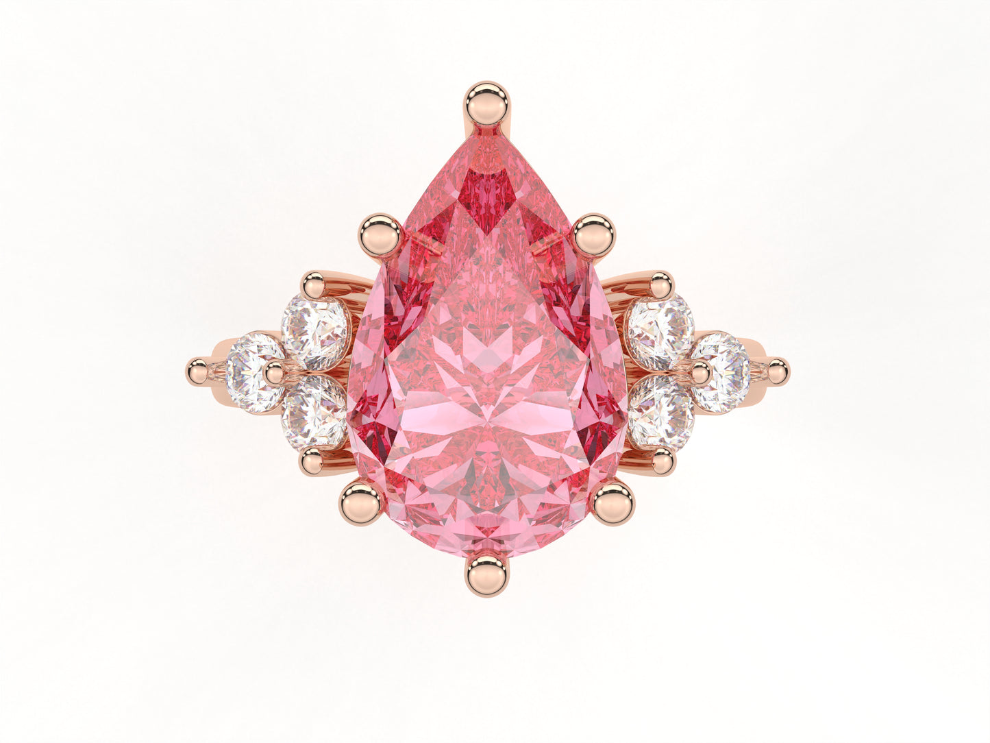 14K Yellow Or White Gold Lab Grown Diamond Ladies Ring Pear Pink