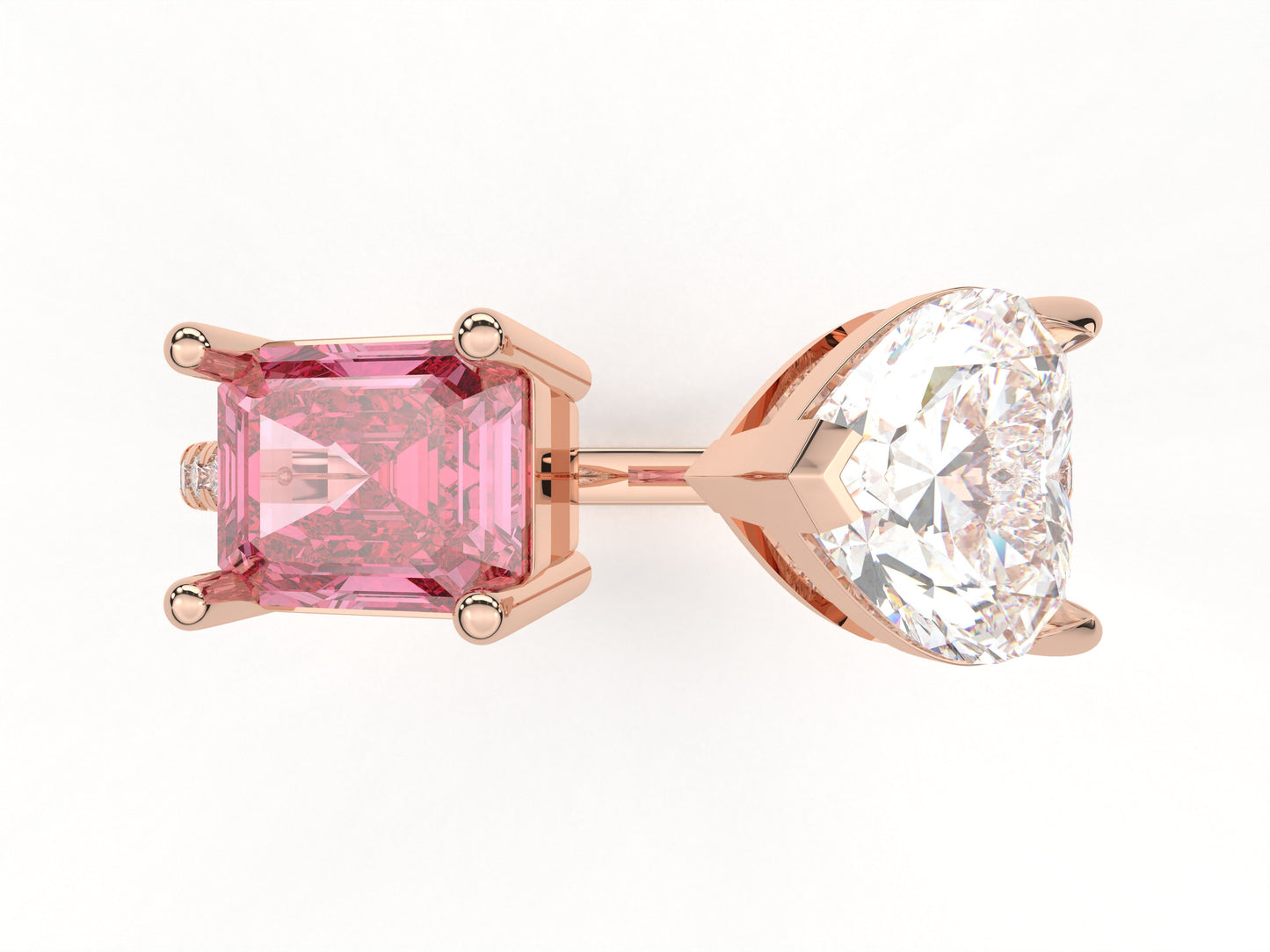 14K Yellow Or White Gold Lab Grown Diamond Ladies Ring Emerald Pink