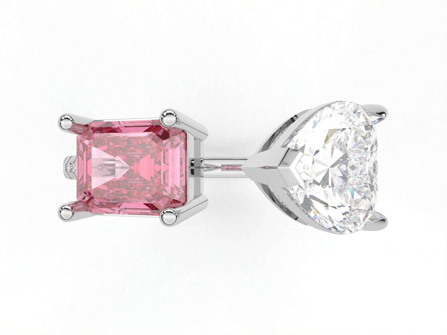 14K Yellow Or White Gold Lab Grown Diamond Ladies Ring Emerald Pink