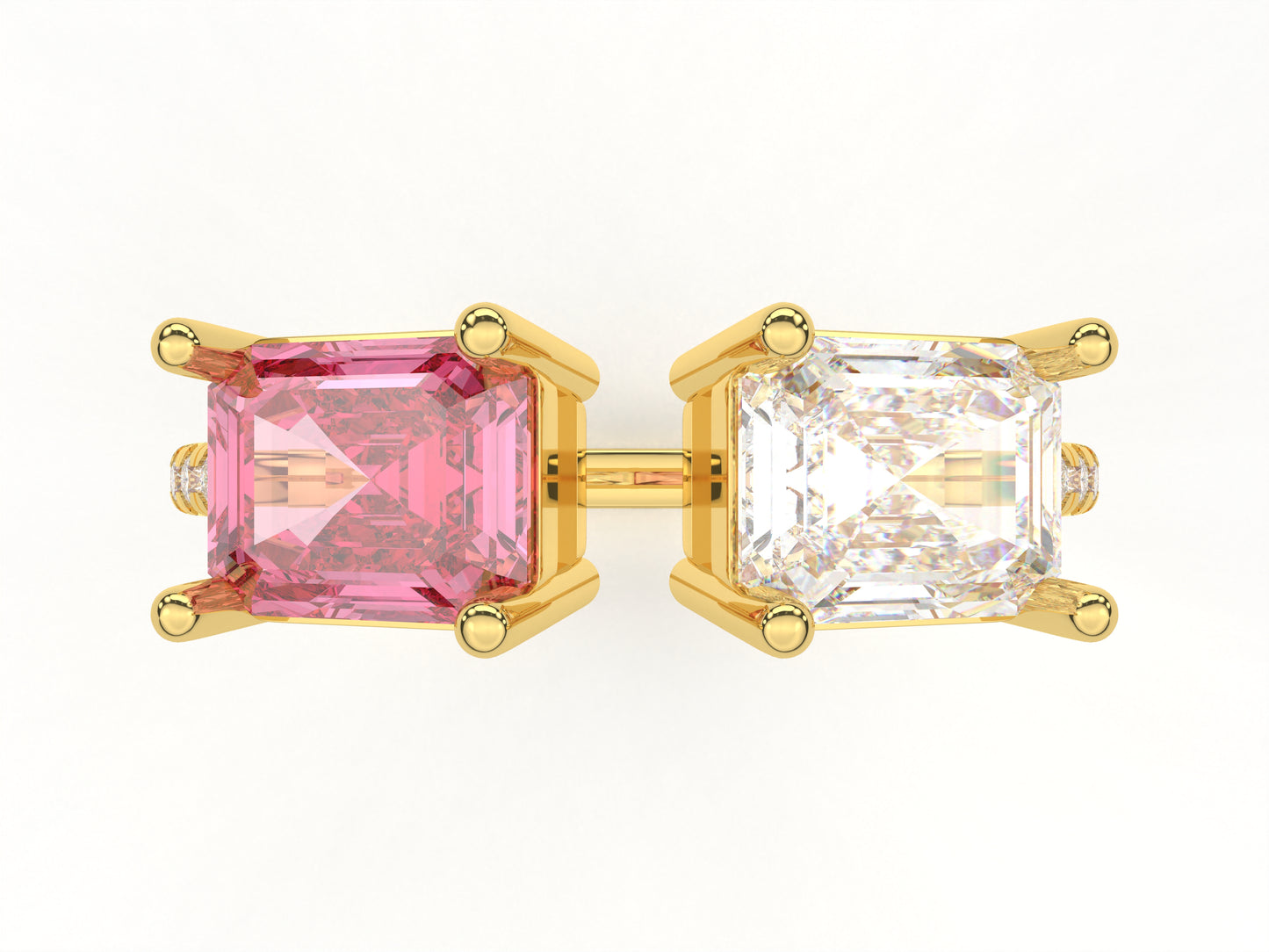 14K Yellow Or White Gold Lab Grown Diamond Ladies Ring Emerald Pink