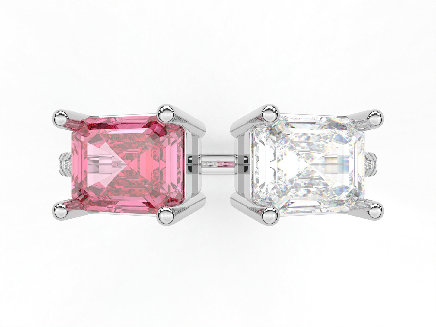 14K Yellow Or White Gold Lab Grown Diamond Ladies Ring Emerald Pink