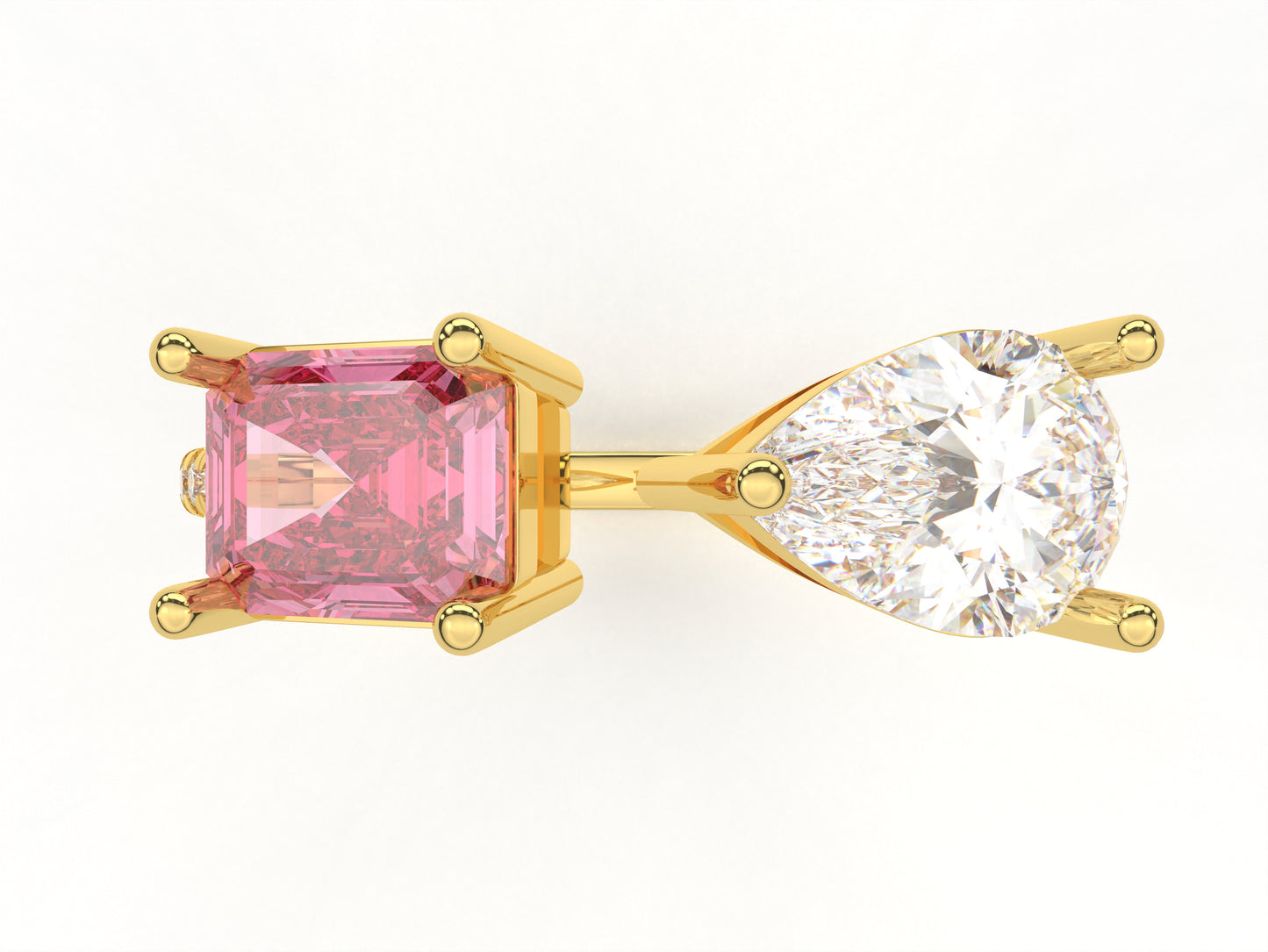 14K Yellow Or White Gold Lab Grown Diamond Ladies Ring Emerald Pink