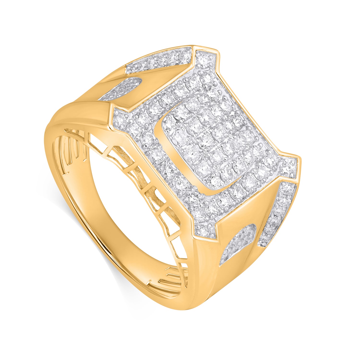 14K Yellow Gold 1.30 Cttw Lab Grown Diamond Mens Ring