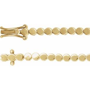 14K Yellow Gold  Geometric Line Bracelet, Length: 7 In