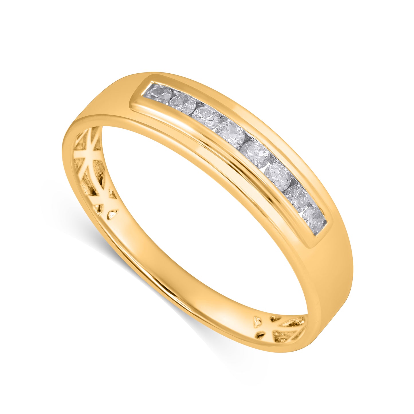 14K Yellow Gold 0.25 Cttw Lab Grown Diamond Mens  Band