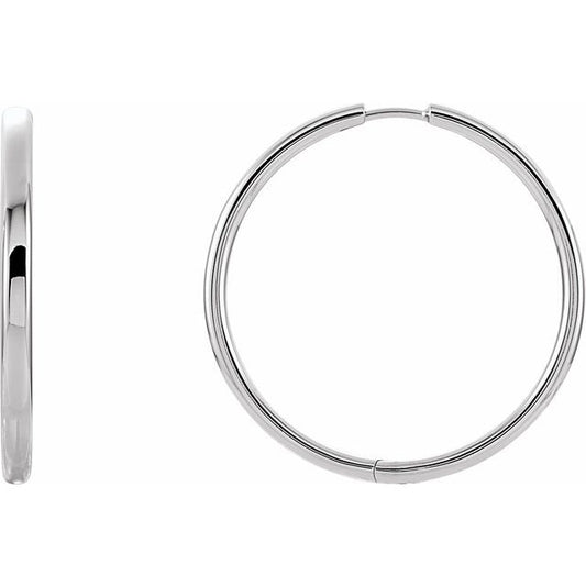Platinum 24 Mm 2.6 Mm Pair Hinged Polished Hinged Earrings