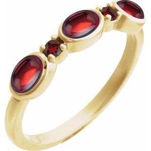 14K Yellow Gold Natural Mozambique Garnet & Natural Mozambique Garnet Stackable Ring Size 7