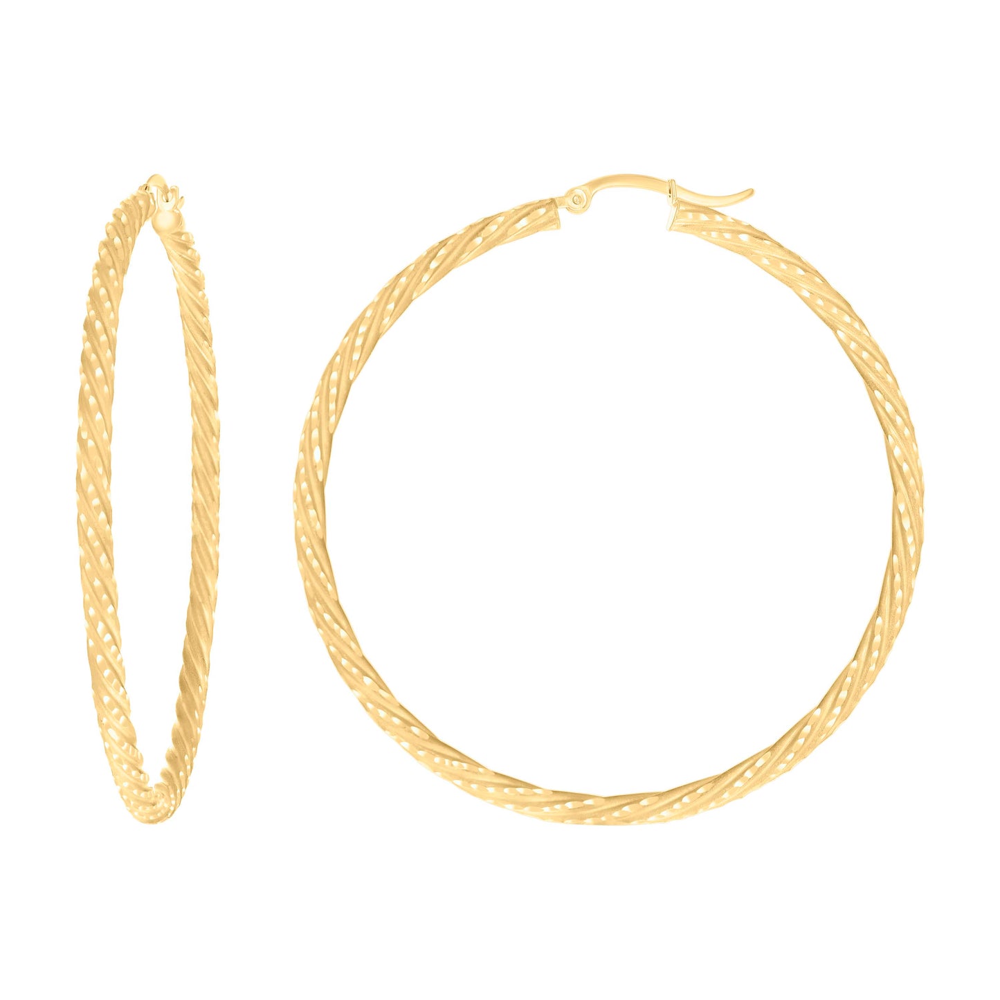 10K Yellow Gold Womens Diamond-cut Spotted Patterned Fancy Hoop Earrings