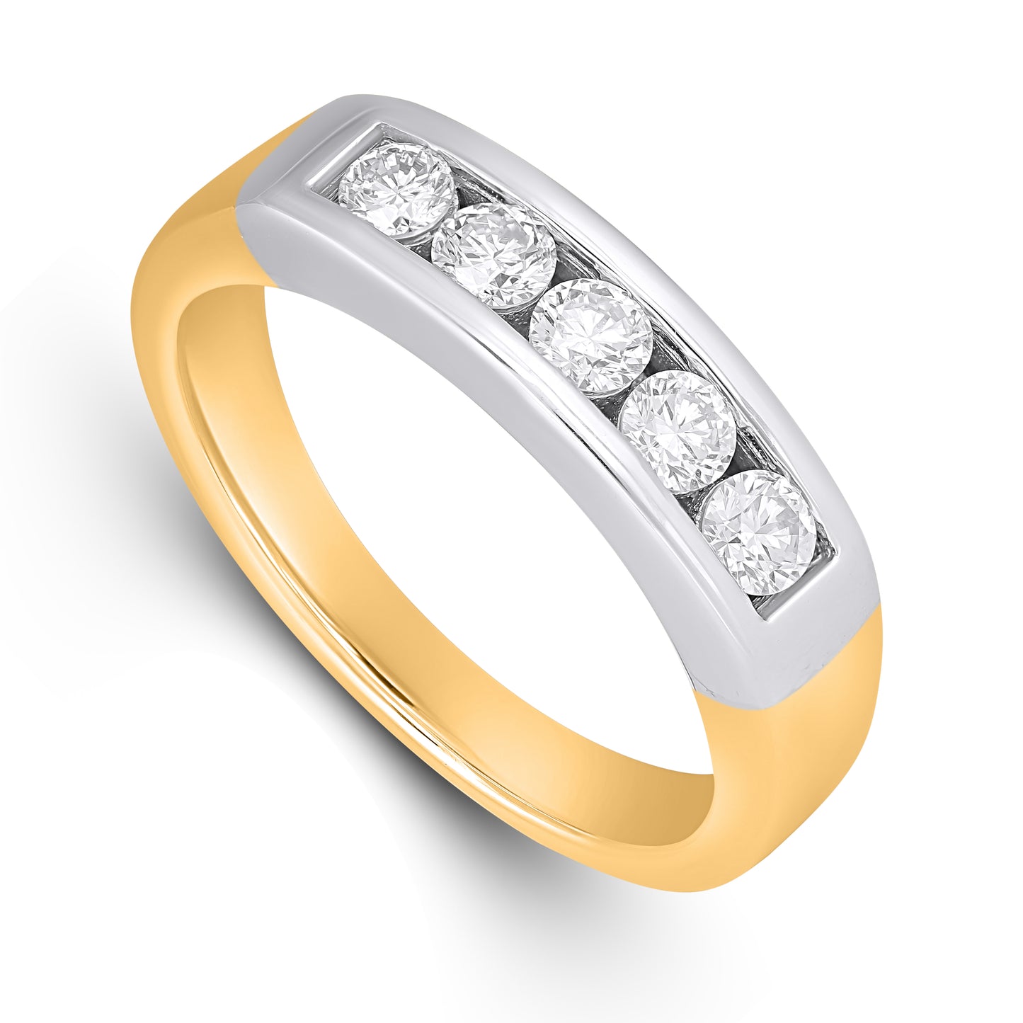 14K Two Tone Gold 0.80 Cttw Lab Grown Diamond Mens  Band