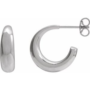 Sterling Silver 14.4 X 14.4 Mm Pair Friction Backs Included Polished Hoop Earrings