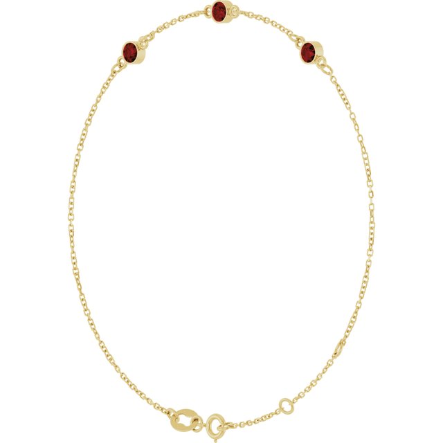 14K Yellow Gold Or Sterling Silver 3-Stone Round 3 Mm 25.9 X 1.7 Mm 6 1/2-7 1/2 In Polished Natural Bezel-Set Bracelet